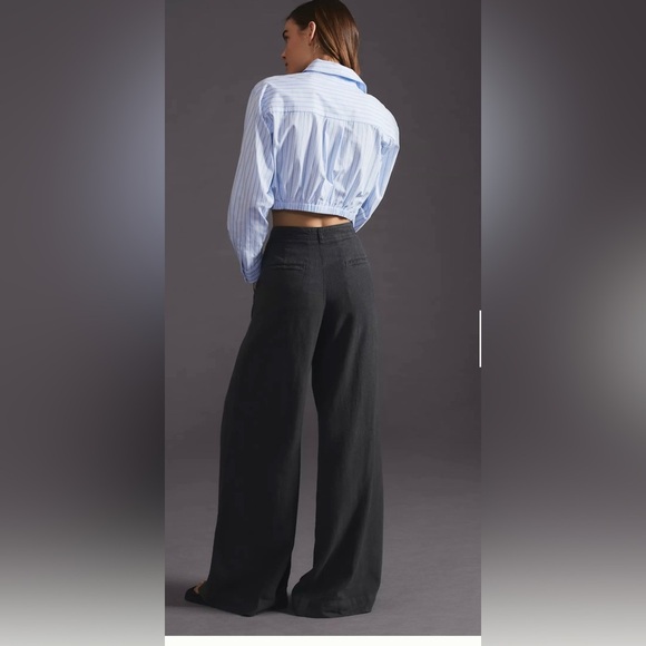 Anthropologie wide leg pants charcoal size 0 - Picture 3 of 6